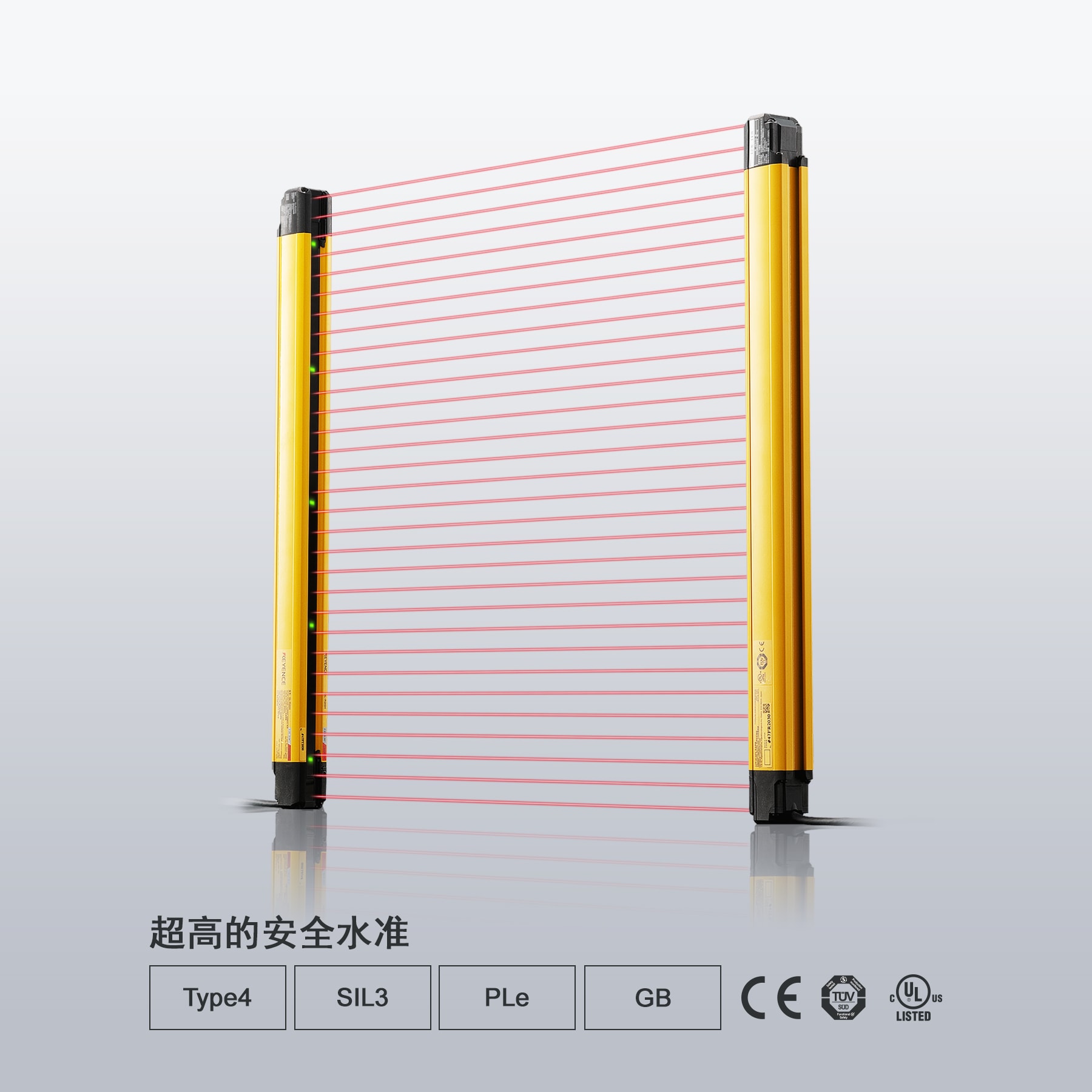 超高的安全水準(zhǔn)。Type4 / SIL3 / PLe / GB